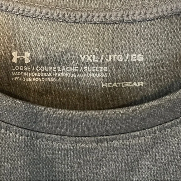 NWT UNDER ARMOUR Big Girl Big Purple/Pink Logo Gray Tee Shirt, Size X-Large - Picture 4 of 5